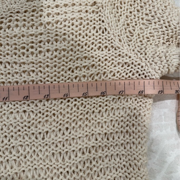 Eileen Fisher Hand Knit Ivory Sweater Large Cotton Blend Textured scoop - Picture 7 of 8